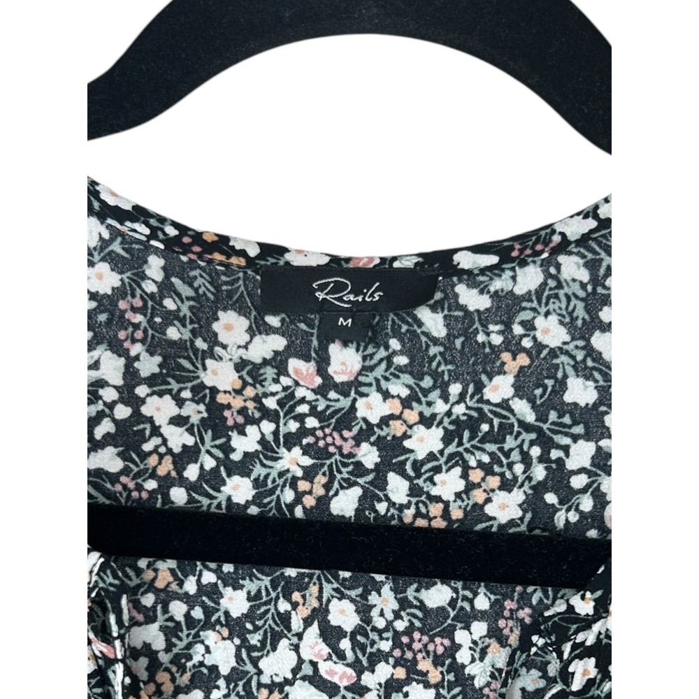Rails Ashlyn Smocked Midi Dress Ivy Ditzy Floral black pink green Prairie Medium - Picture 4 of 8